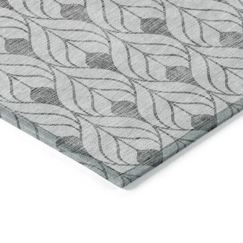 Silver And Gray Geometric Washable Indoor Outdoor Area Rug Photo 4