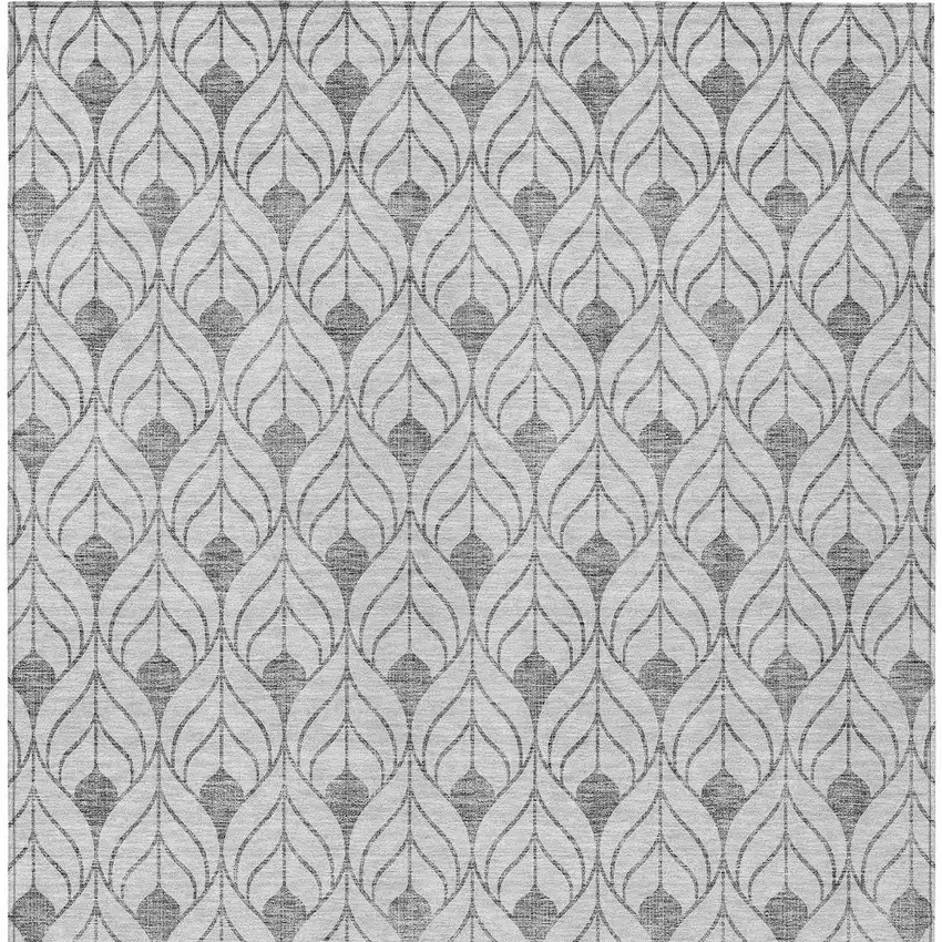 Silver And Gray Geometric Washable Indoor Outdoor Area Rug Photo 6