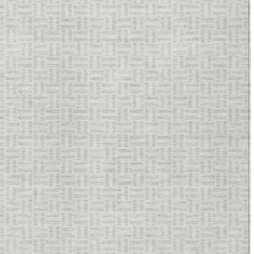 Silver And Gray Geometric Washable Indoor Outdoor Area Rug Photo 6