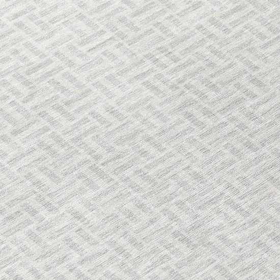 Silver And Gray Geometric Washable Indoor Outdoor Area Rug Photo 8