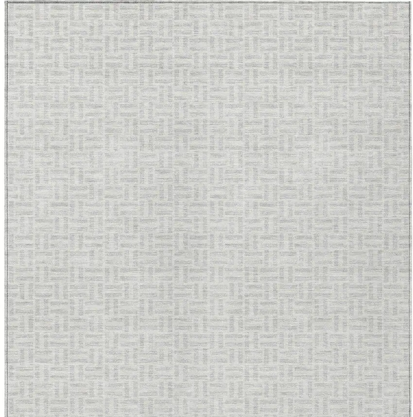 Silver And Gray Geometric Washable Indoor Outdoor Area Rug Photo 6