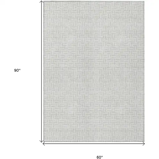 Silver And Gray Geometric Washable Indoor Outdoor Area Rug Photo 7