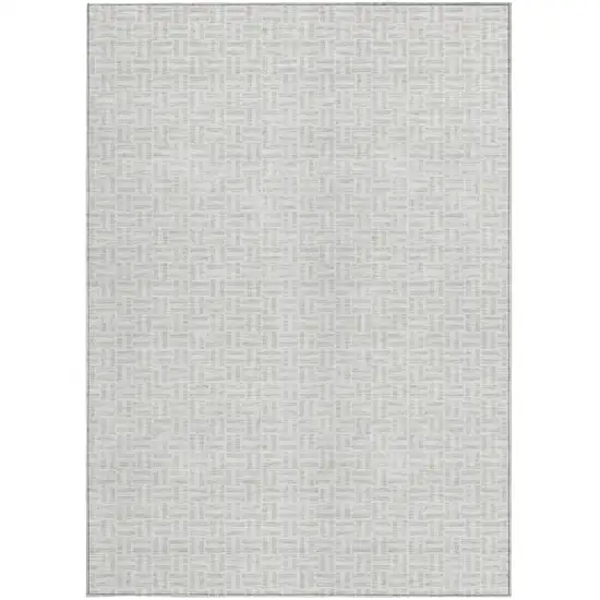 Silver And Gray Geometric Washable Indoor Outdoor Area Rug Photo 7