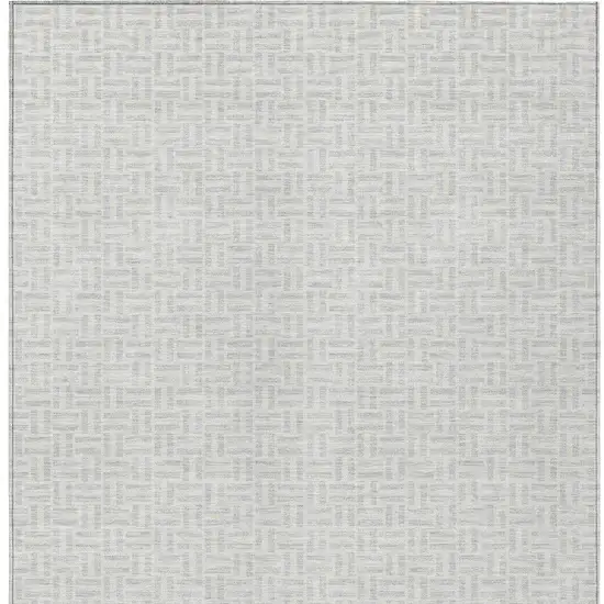 Silver And Gray Geometric Washable Indoor Outdoor Area Rug Photo 6