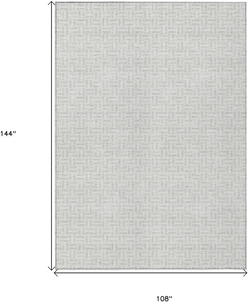 Silver And Gray Geometric Washable Indoor Outdoor Area Rug Photo 3
