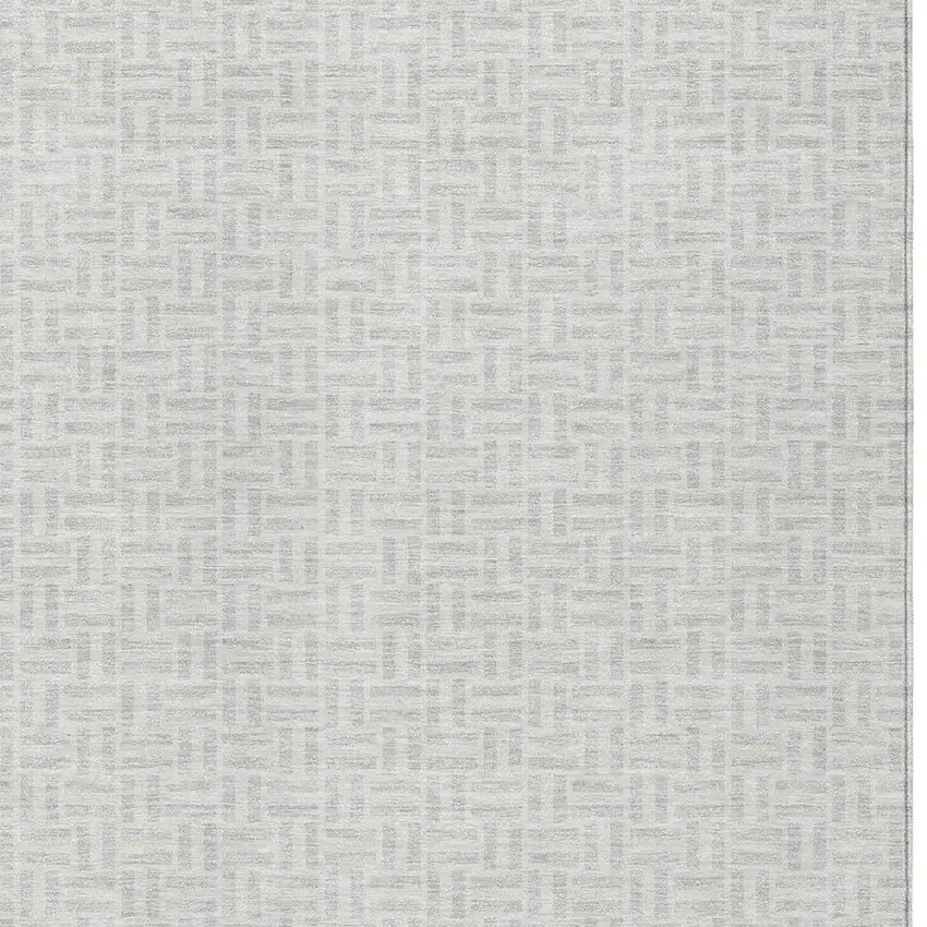 Silver And Gray Geometric Washable Indoor Outdoor Area Rug Photo 6