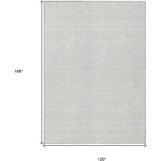 Silver And Gray Geometric Washable Indoor Outdoor Area Rug Photo 3