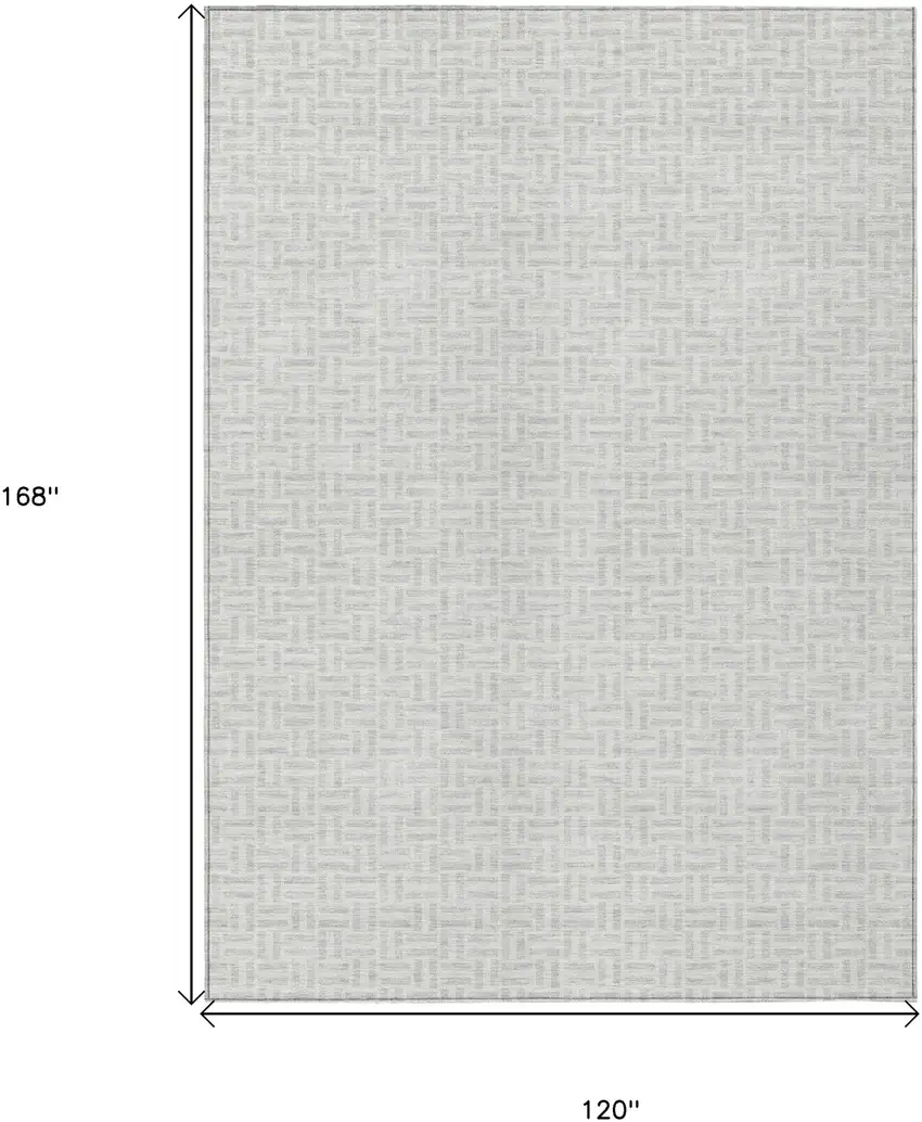 Silver And Gray Geometric Washable Indoor Outdoor Area Rug Photo 3