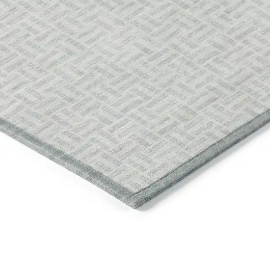 Silver And Gray Geometric Washable Indoor Outdoor Area Rug Photo 5