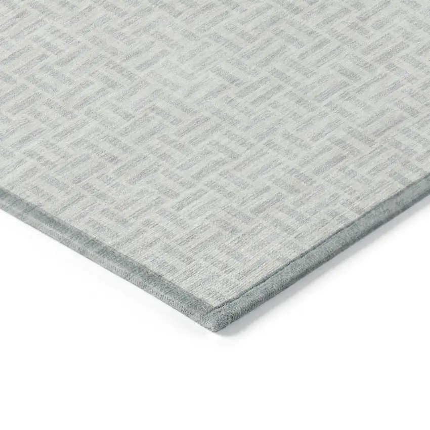 Silver And Gray Geometric Washable Indoor Outdoor Area Rug Photo 5