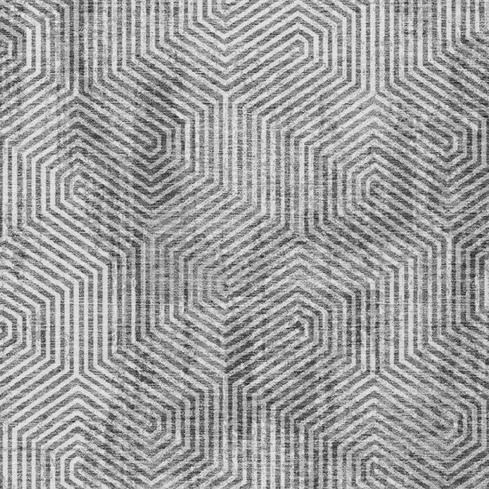 Silver And Gray Geometric Washable Indoor Outdoor Area Rug Photo 6