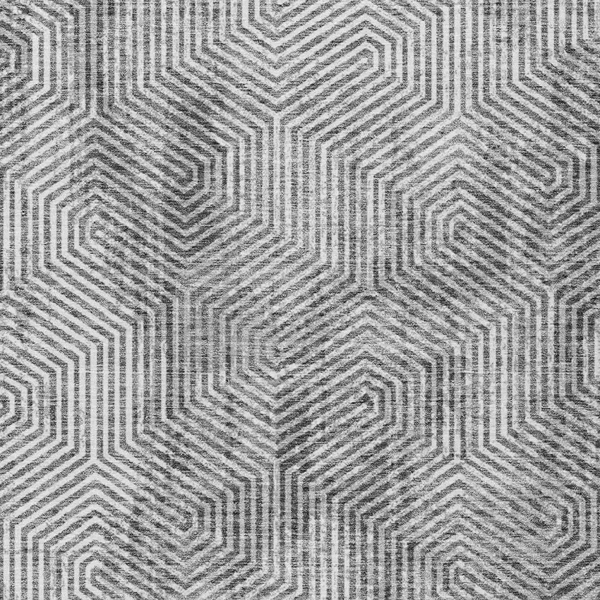 Silver And Gray Geometric Washable Indoor Outdoor Area Rug Photo 6