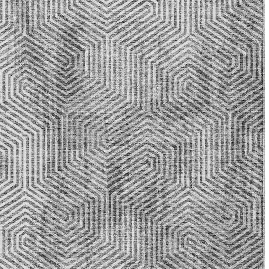 Silver And Gray Geometric Washable Indoor Outdoor Area Rug Photo 6