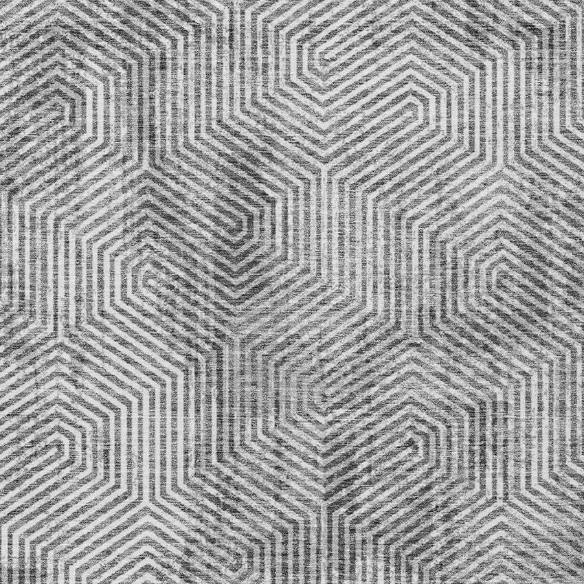 Silver And Gray Geometric Washable Indoor Outdoor Area Rug Photo 6