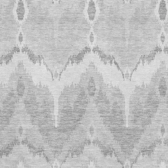 Silver And Gray Ikat Washable Area Rug With UV Protection Photo 3