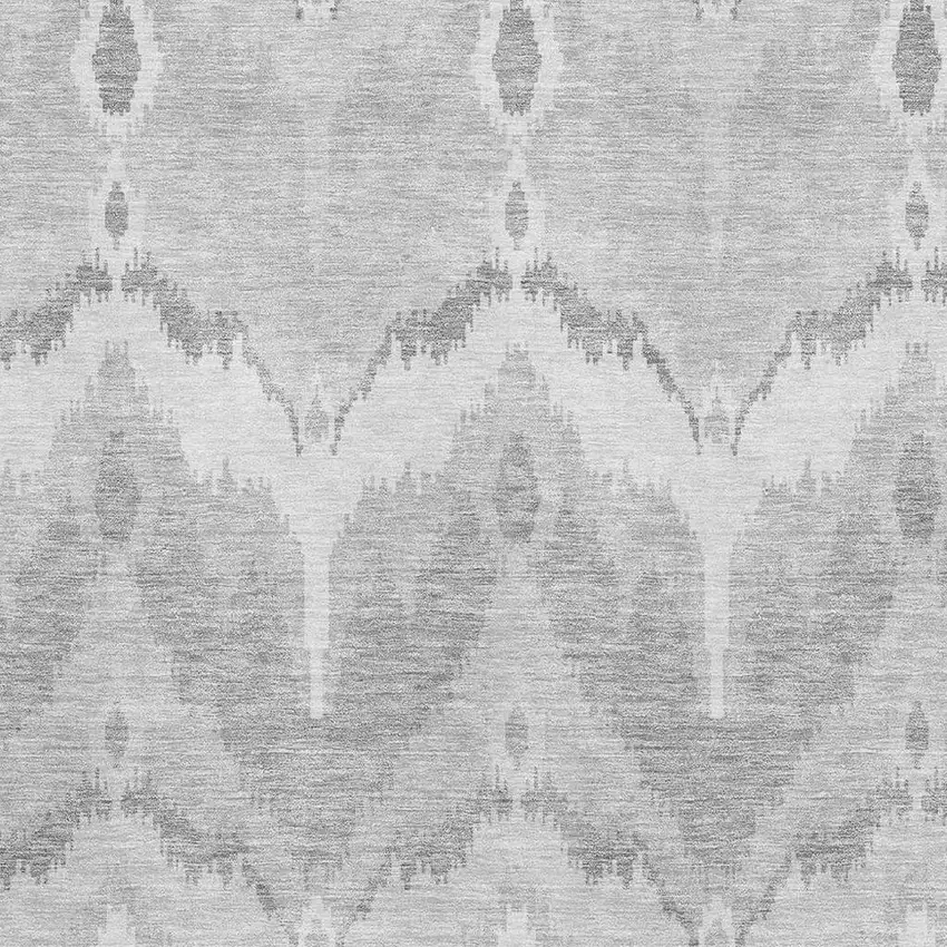 Silver And Gray Ikat Washable Area Rug With UV Protection Photo 3