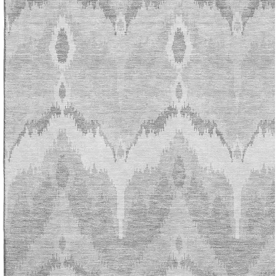 Silver And Gray Ikat Washable Area Rug With UV Protection Photo 3