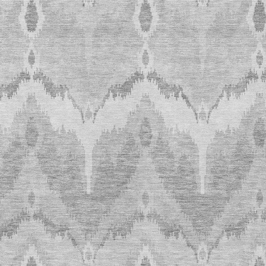 Silver And Gray Ikat Washable Indoor Outdoor Area Rug Photo 5