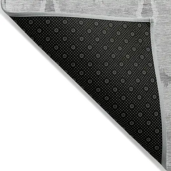 Silver And Gray Ikat Washable Indoor Outdoor Area Rug Photo 2