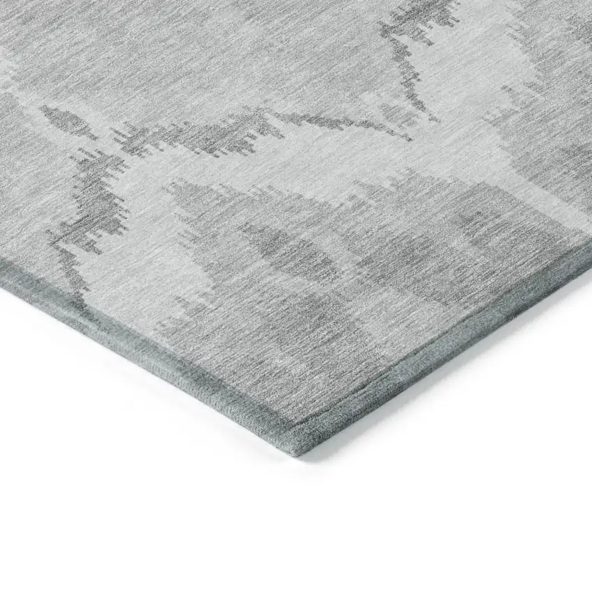 Silver And Gray Ikat Washable Indoor Outdoor Area Rug Photo 3