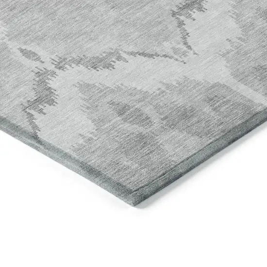 Silver And Gray Ikat Washable Indoor Outdoor Area Rug Photo 3