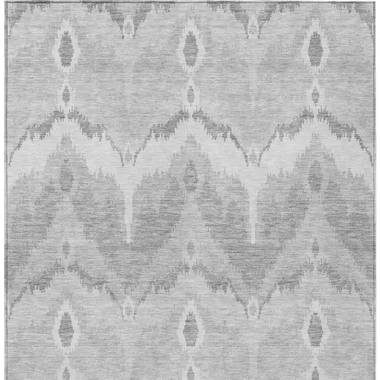 Silver And Gray Ikat Washable Indoor Outdoor Area Rug Photo 6