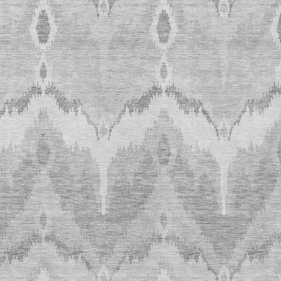 Silver And Gray Ikat Washable Indoor Outdoor Area Rug Photo 4