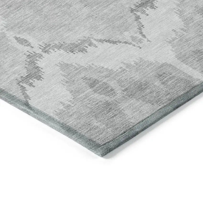 Silver And Gray Ikat Washable Indoor Outdoor Area Rug Photo 3