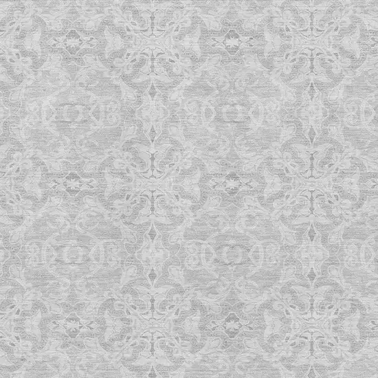 Silver And Gray Medallion Washable Area Rug With UV Protection Photo 3