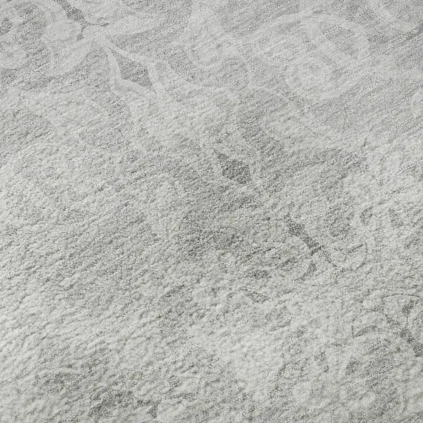 Silver And Gray Medallion Washable Area Rug With UV Protection Photo 9