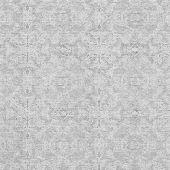 Silver And Gray Medallion Washable Area Rug With UV Protection Photo 3