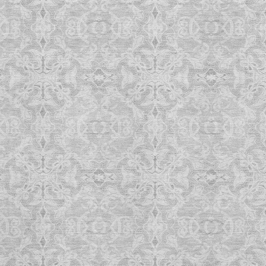 Silver And Gray Medallion Washable Area Rug With UV Protection Photo 3