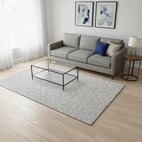 Silver And Gray Medallion Washable Area Rug With UV Protection Photo 2