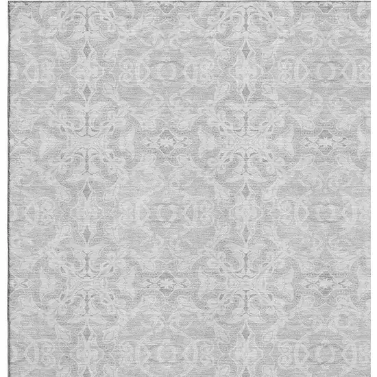 Silver And Gray Medallion Washable Area Rug With UV Protection Photo 3