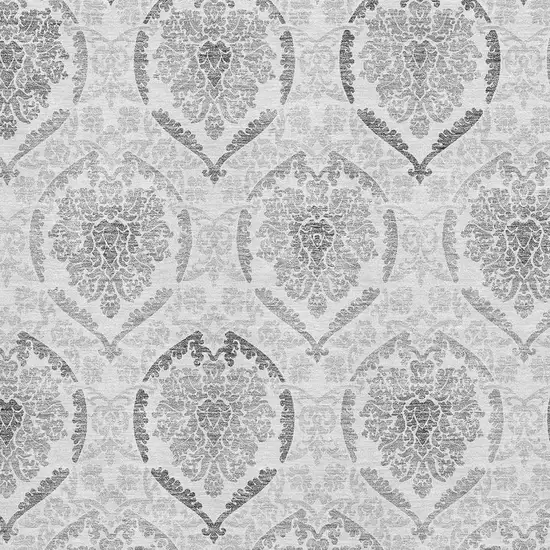 Silver And Gray Medallion Washable Area Rug With UV Protection Photo 3