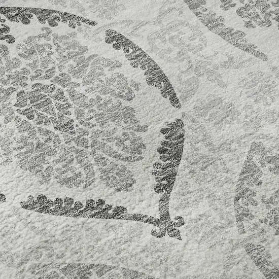 Silver And Gray Medallion Washable Area Rug With UV Protection Photo 9