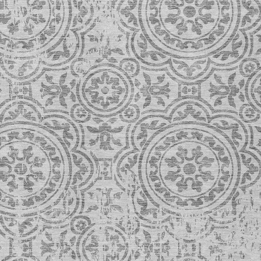 Silver And Gray Medallion Washable Indoor Outdoor Area Rug Photo 5