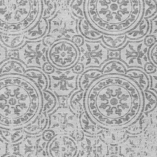 Silver And Gray Medallion Washable Indoor Outdoor Area Rug Photo 5
