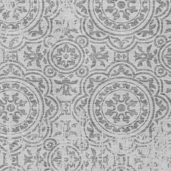 Silver And Gray Medallion Washable Indoor Outdoor Area Rug Photo 4
