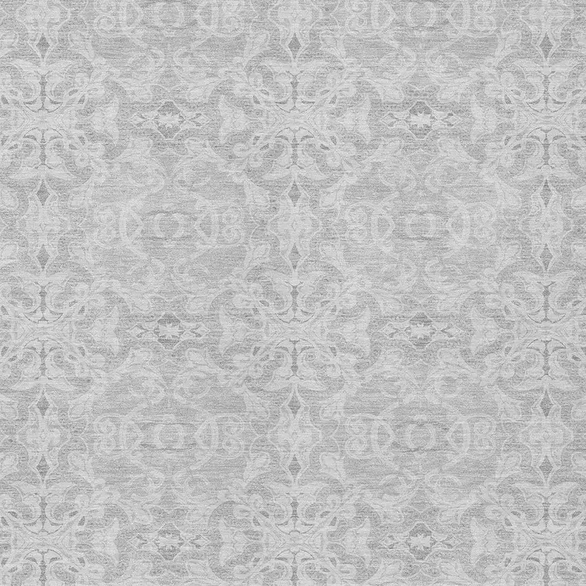 Silver And Gray Medallion Washable Indoor Outdoor Area Rug Photo 6