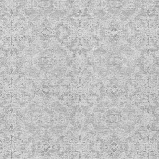 Silver And Gray Medallion Washable Indoor Outdoor Area Rug Photo 6