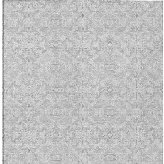 Silver And Gray Medallion Washable Indoor Outdoor Area Rug Photo 7