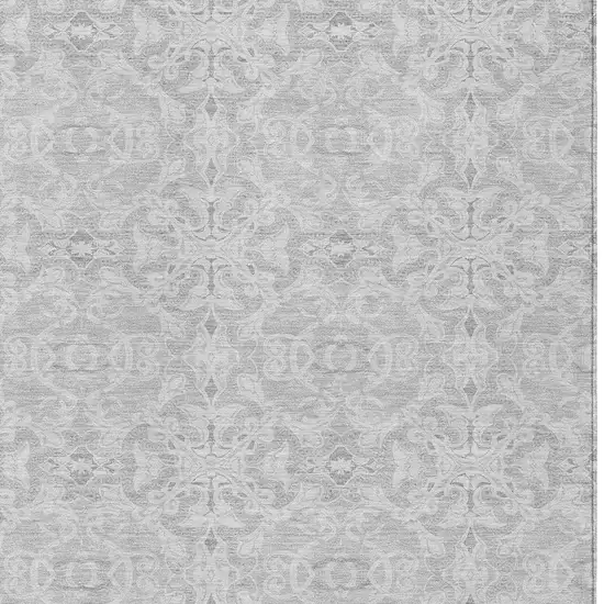 Silver And Gray Medallion Washable Indoor Outdoor Area Rug Photo 6