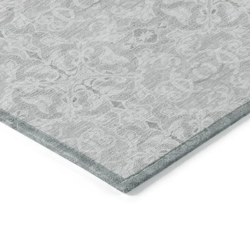 Silver And Gray Medallion Washable Indoor Outdoor Area Rug Photo 5