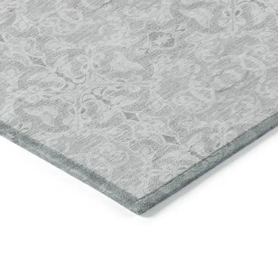 Silver And Gray Medallion Washable Indoor Outdoor Area Rug Photo 5