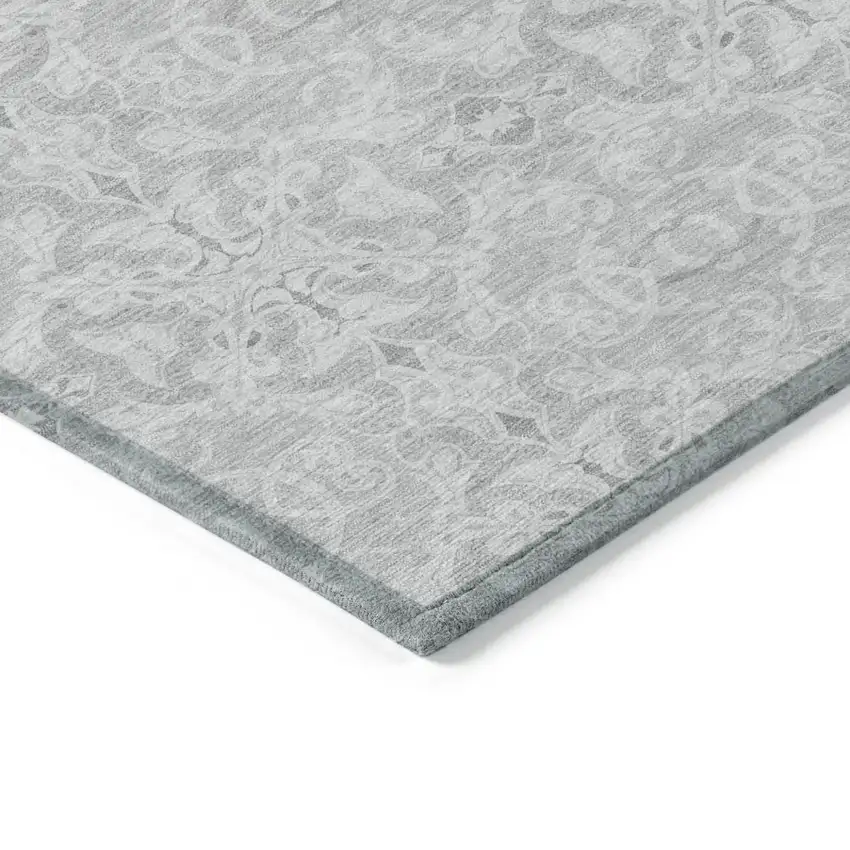 Silver And Gray Medallion Washable Indoor Outdoor Area Rug Photo 5