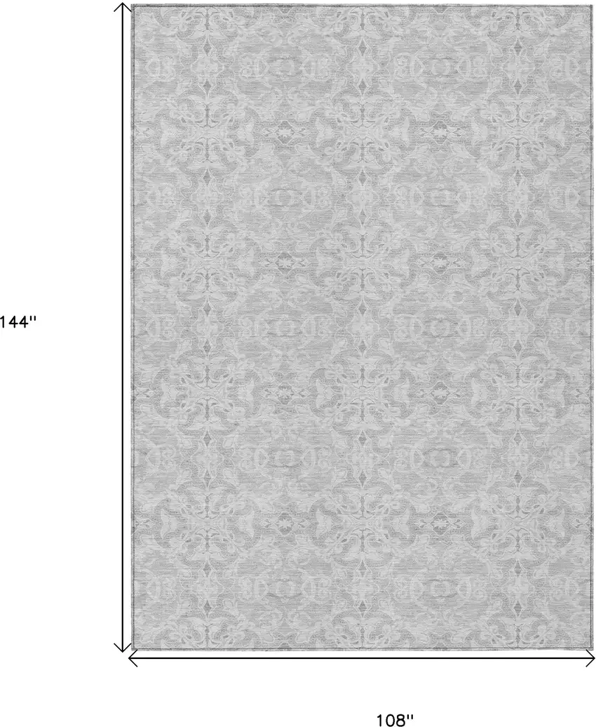 Silver And Gray Medallion Washable Indoor Outdoor Area Rug Photo 3
