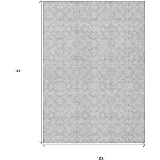 Silver And Gray Medallion Washable Indoor Outdoor Area Rug Photo 3