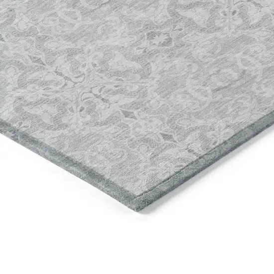 Silver And Gray Medallion Washable Indoor Outdoor Area Rug Photo 5