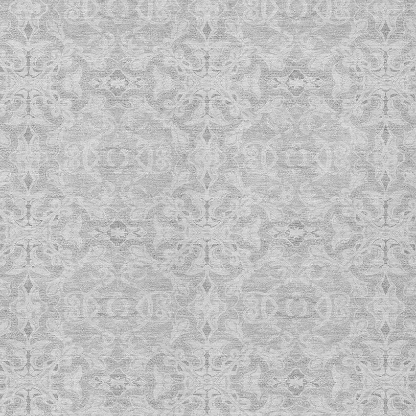 Silver And Gray Medallion Washable Indoor Outdoor Area Rug Photo 6